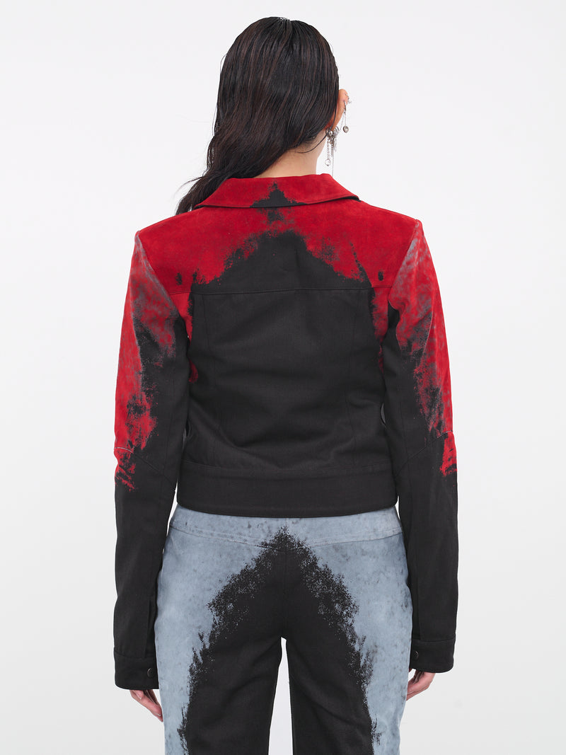 Felted Trucker Jacket (CL19-BLACK-RED)