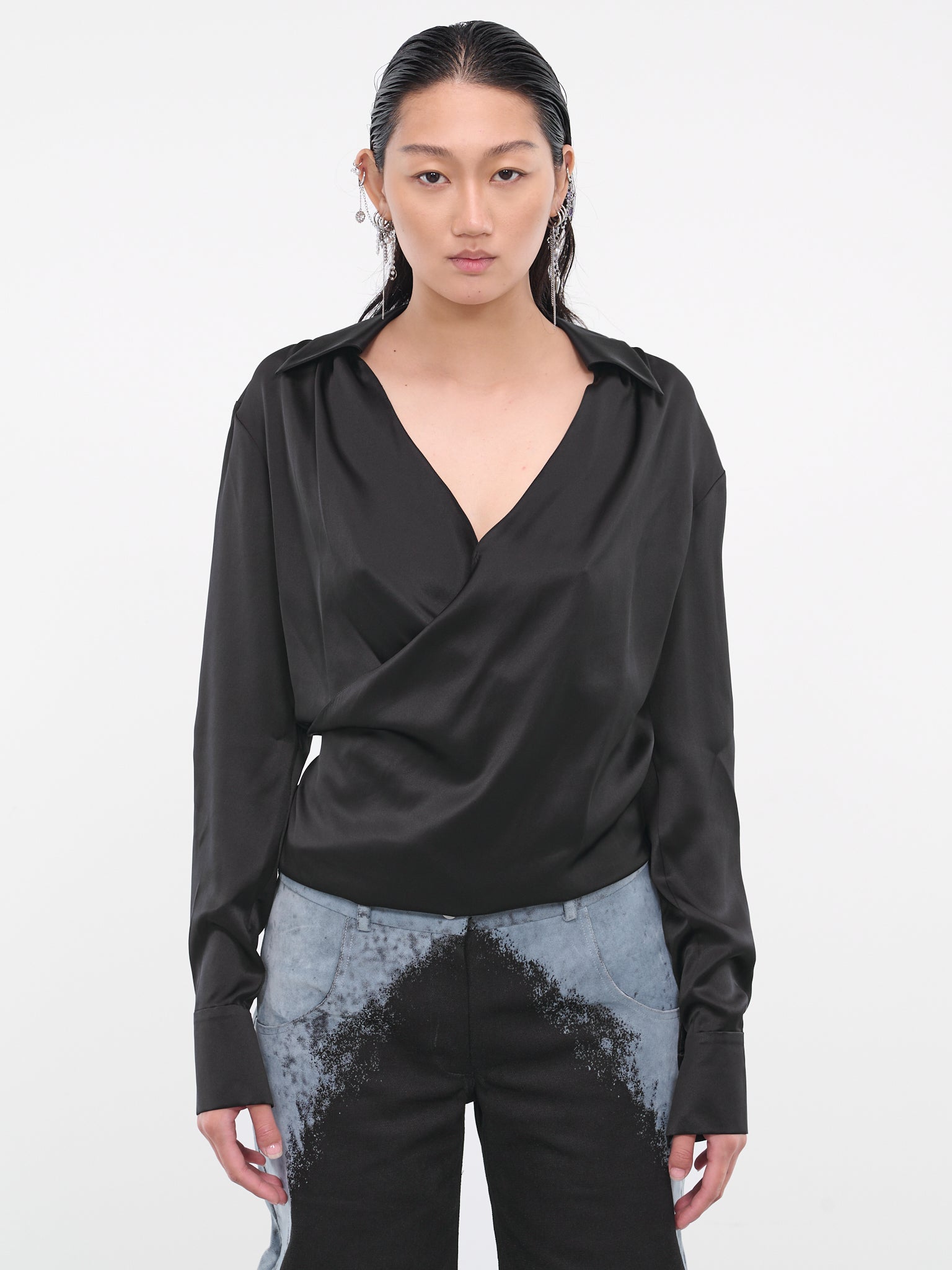 Draped Wrap Top (CL26-BLACK)