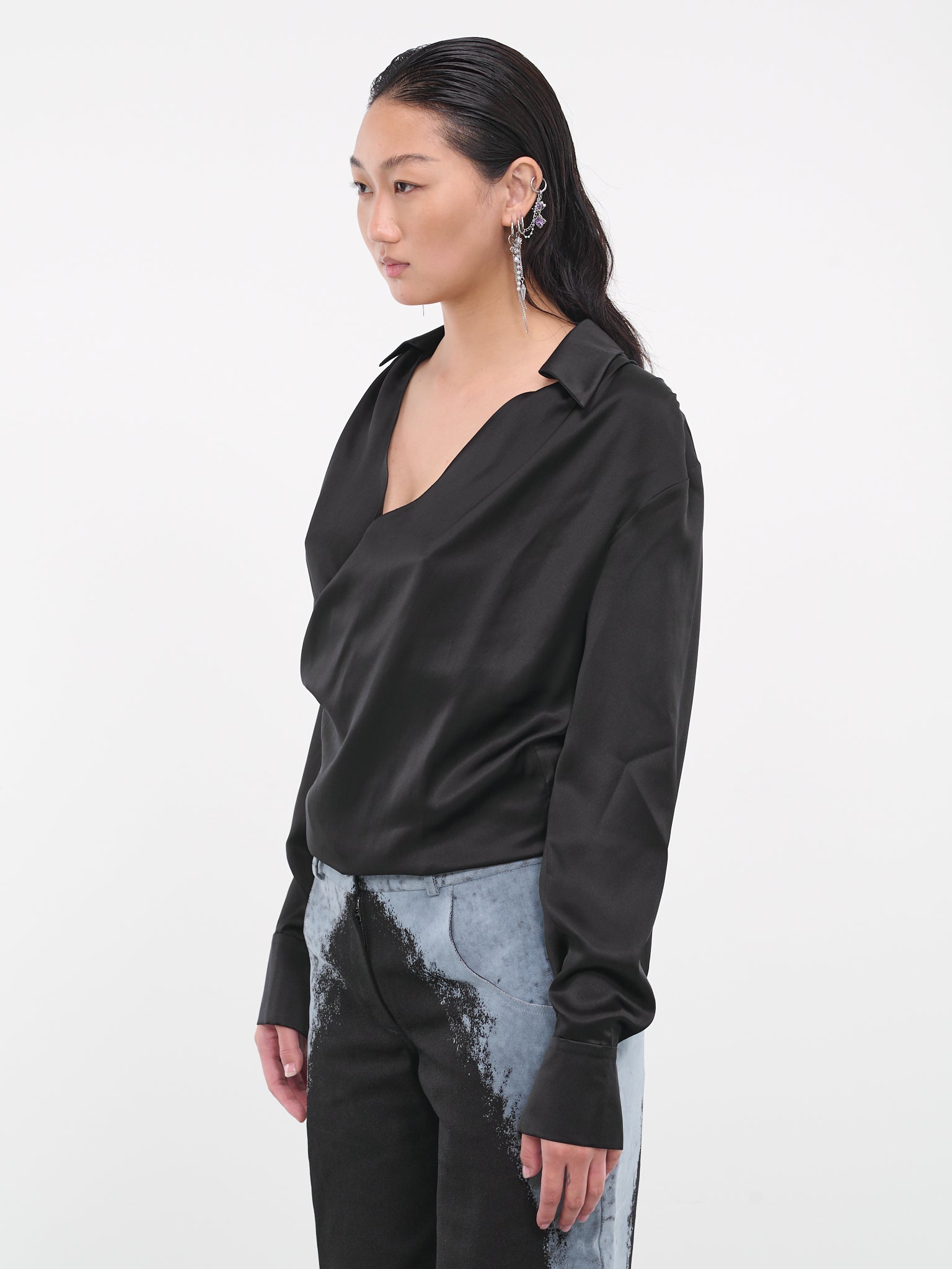 Draped Wrap Top (CL26-BLACK)