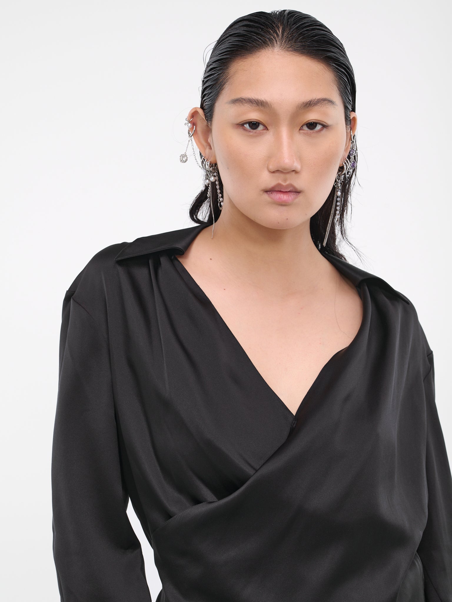 Draped Wrap Top (CL26-BLACK)