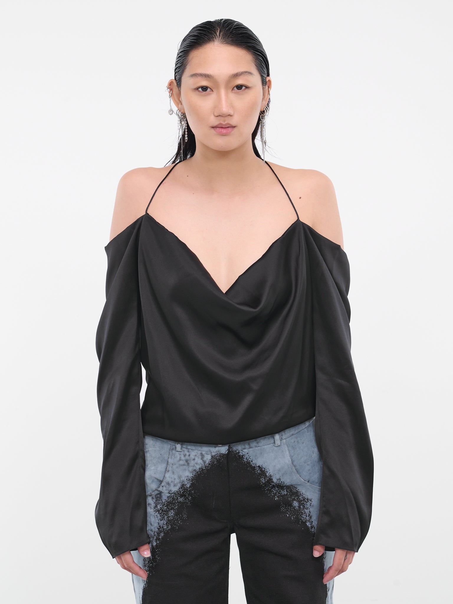 Draped Racer Top (CL35-BLACK)