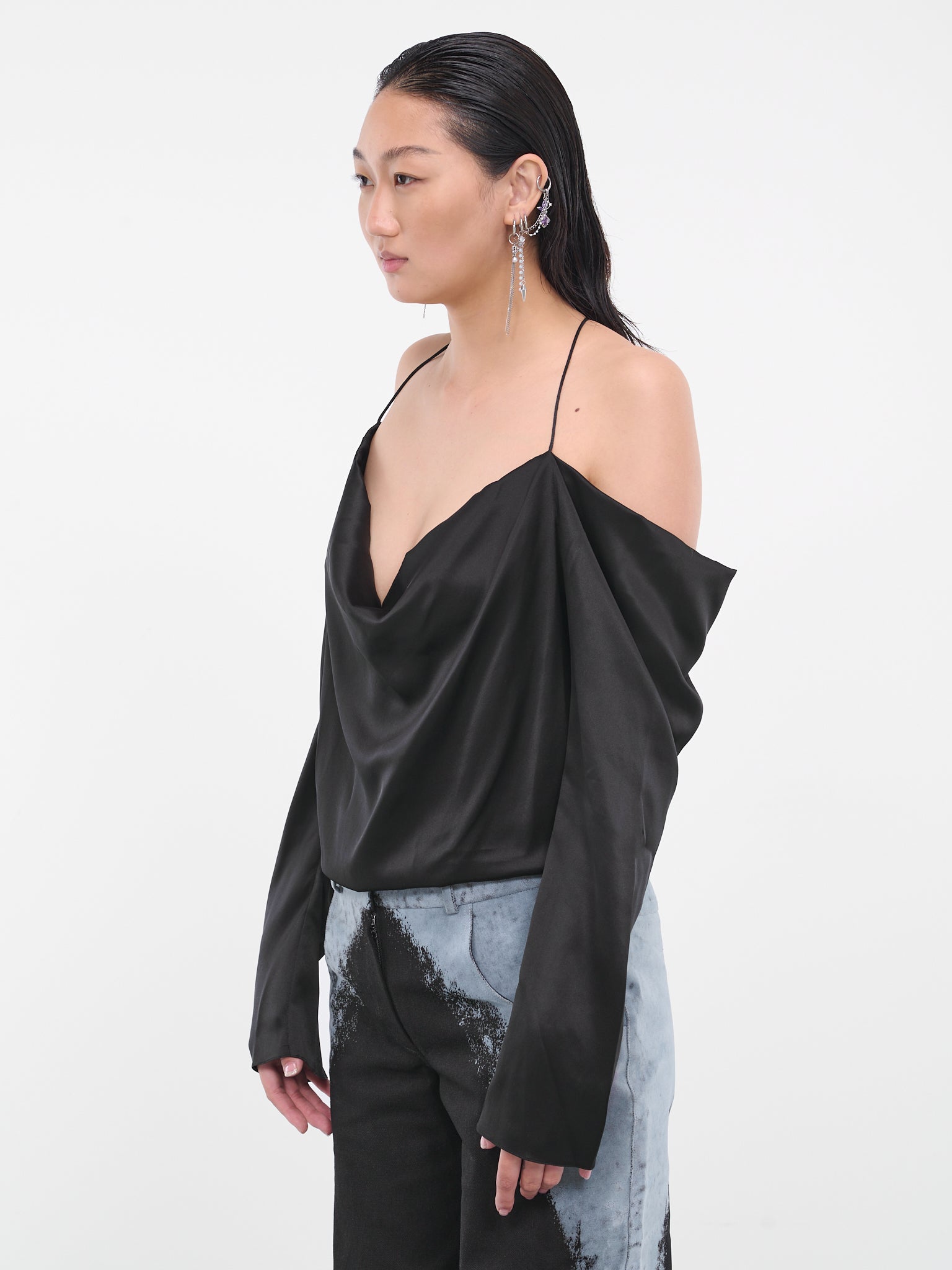 Draped Racer Top (CL35-BLACK)