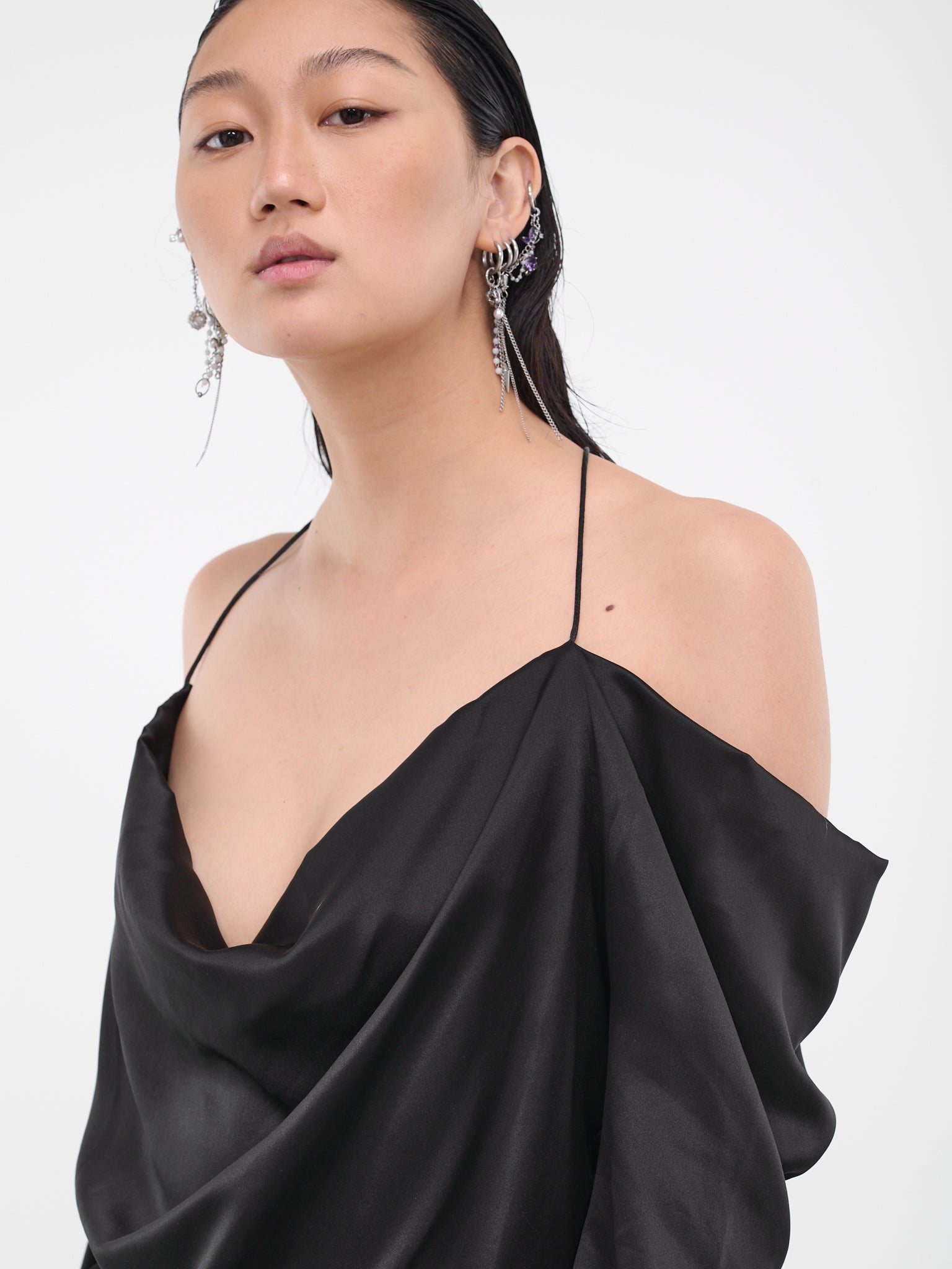 Draped Racer Top (CL35-BLACK)