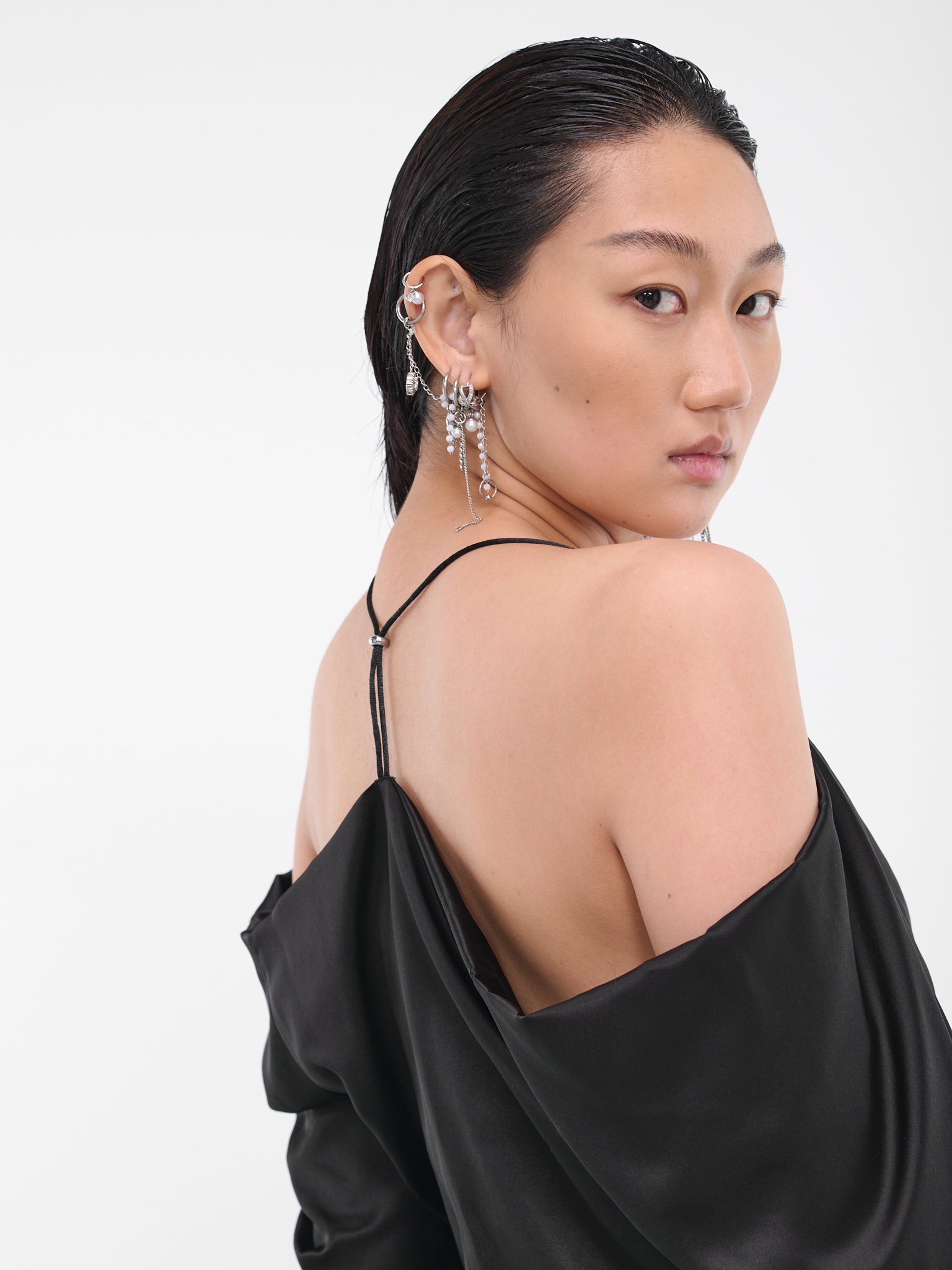 Draped Racer Top (CL35-BLACK)