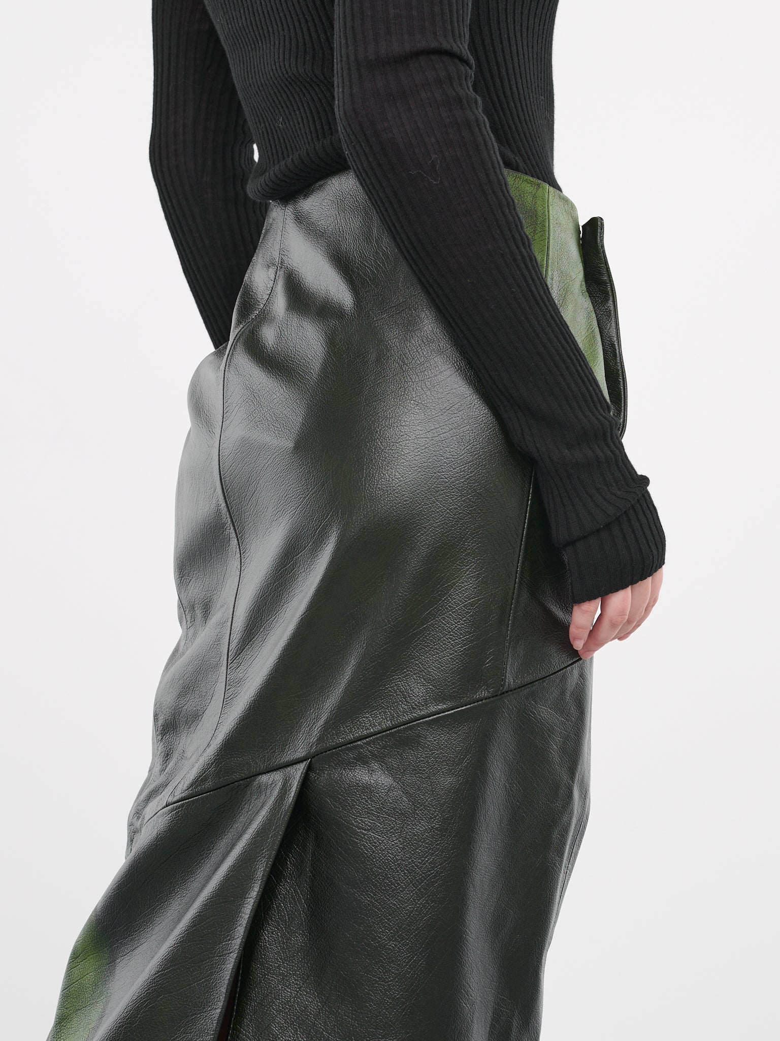 Gradient Leather Skirt (CL38-GREEN)