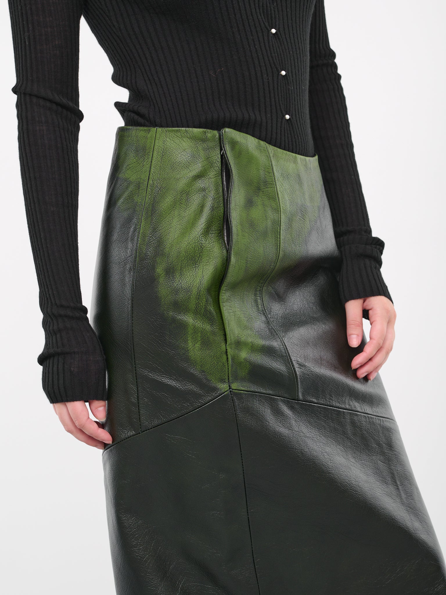 Gradient Leather Skirt (CL38-GREEN)