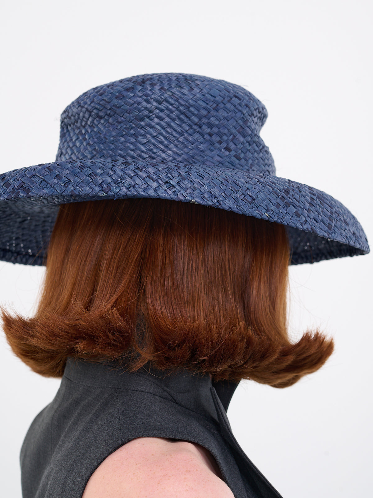 No Vacancy Inn Raffia Cut-Out Hat (CLMC0058A0-BLUE)
