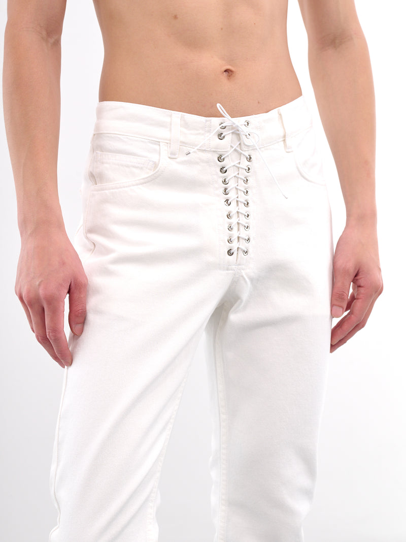 Lace-Up Jeans (CO-PT003-W-DEN-WHITE-OPTICAL)