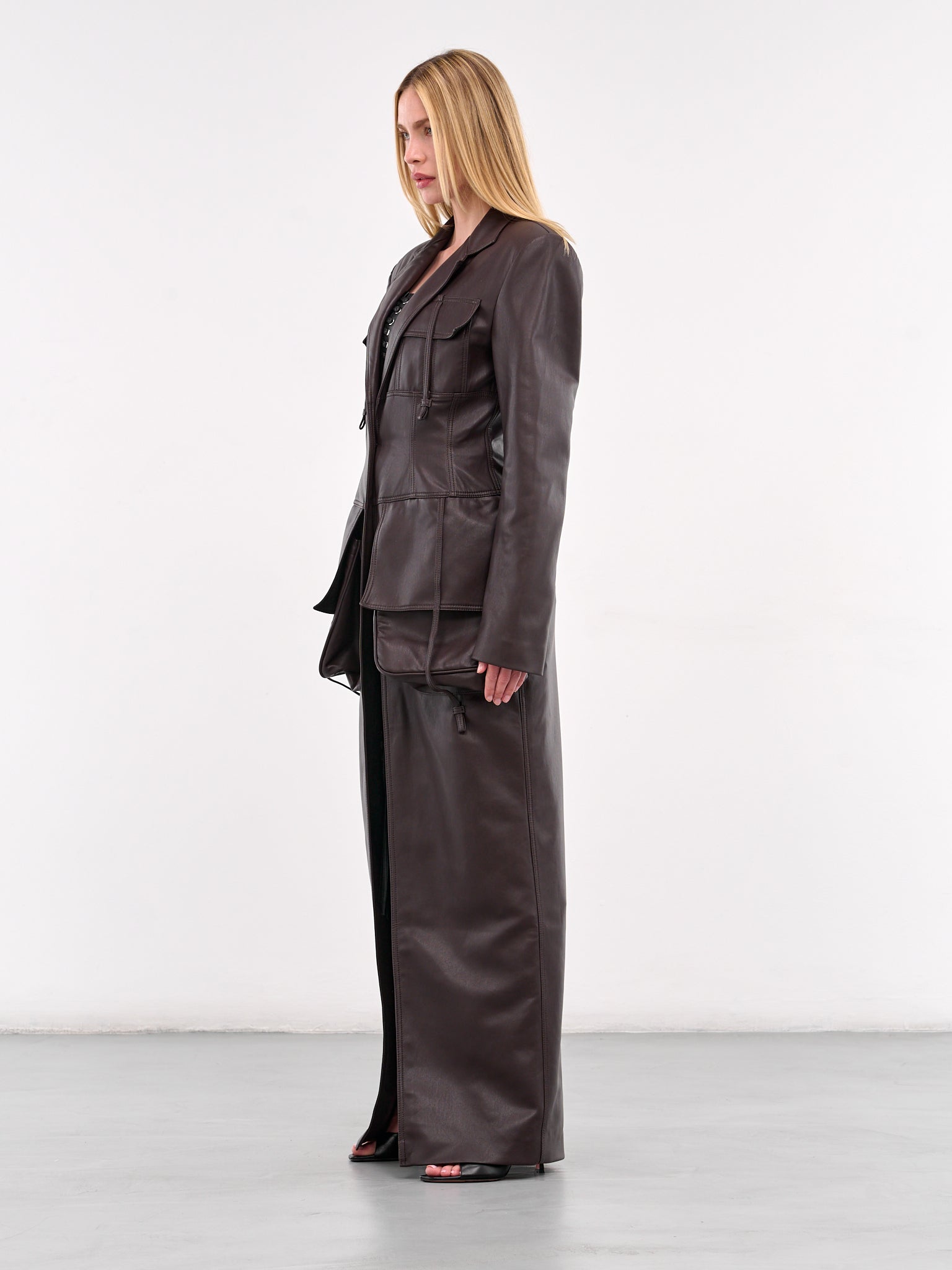 Faux Leather Maxi Coat (CO01BR-DARK-BROWN)