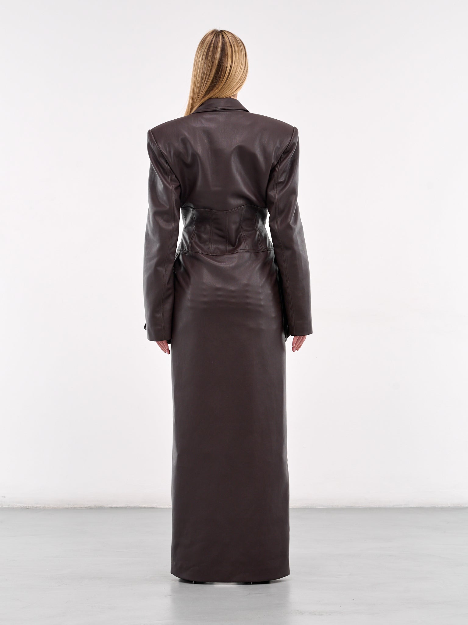 Faux Leather Maxi Coat (CO01BR-DARK-BROWN)