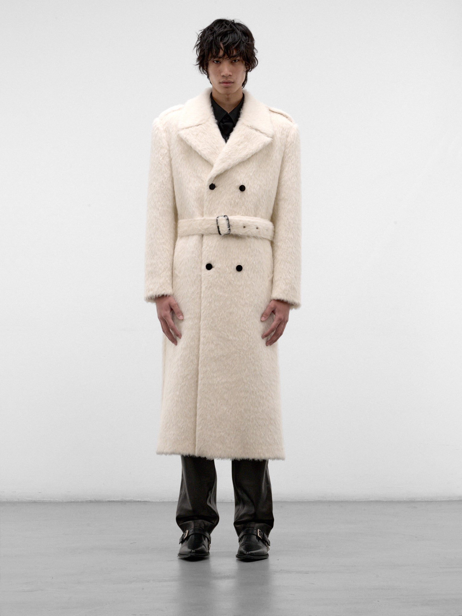 White Mohair Double-Breasted Overcoat (CO09-WHITE-MOHAIR)