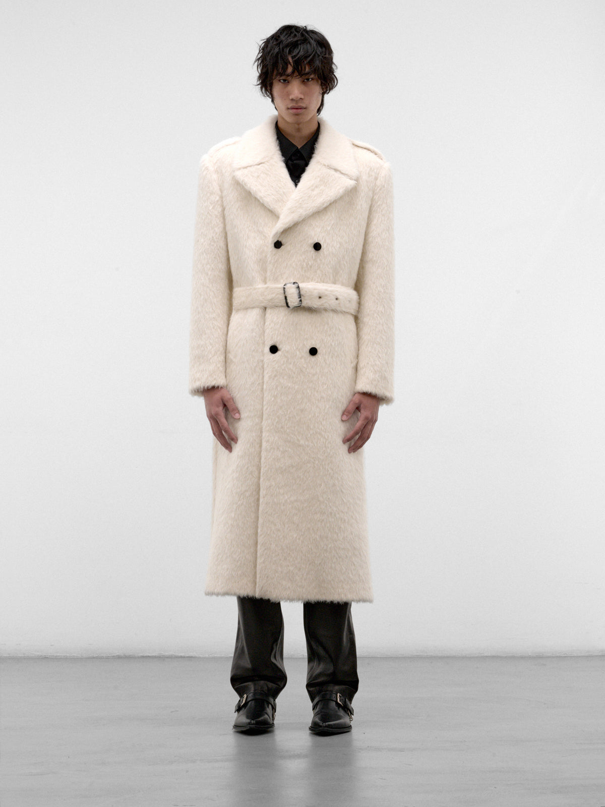 White Mohair Double-Breasted Overcoat (CO09-WHITE-MOHAIR)