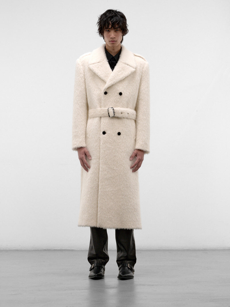 White Mohair Double-Breasted Overcoat (CO09-WHITE-MOHAIR)