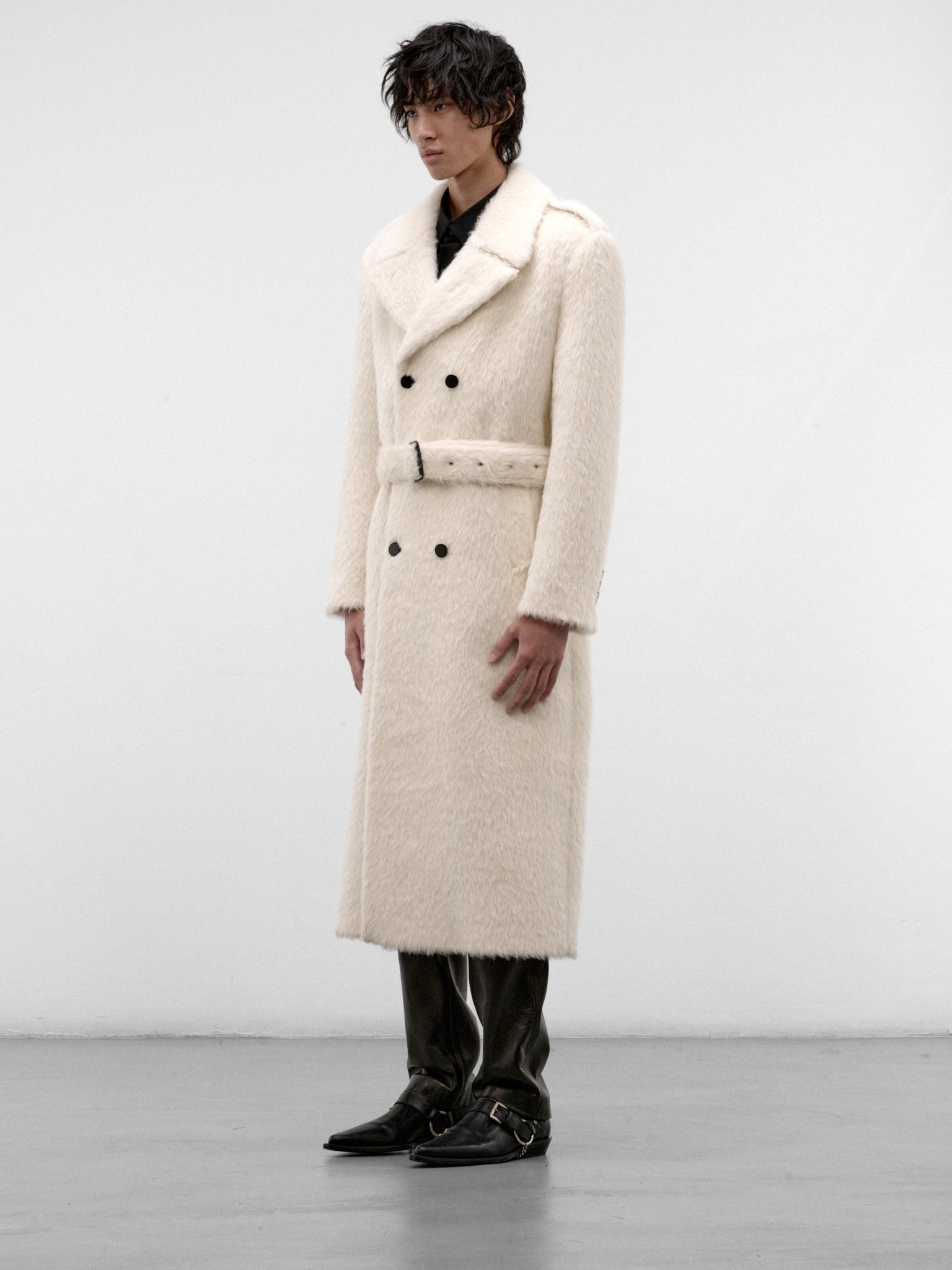 White Mohair Double-Breasted Overcoat (CO09-WHITE-MOHAIR)