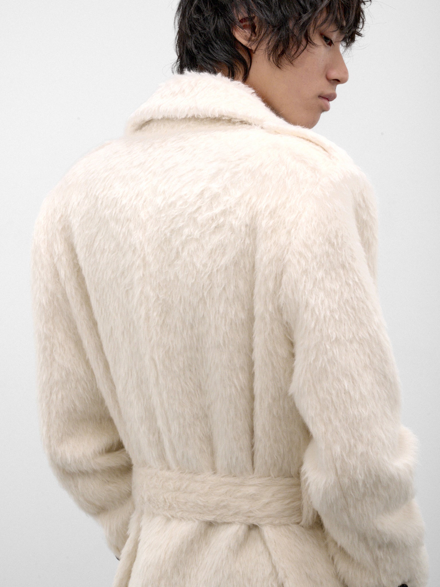 White Mohair Double-Breasted Overcoat (CO09-WHITE-MOHAIR)