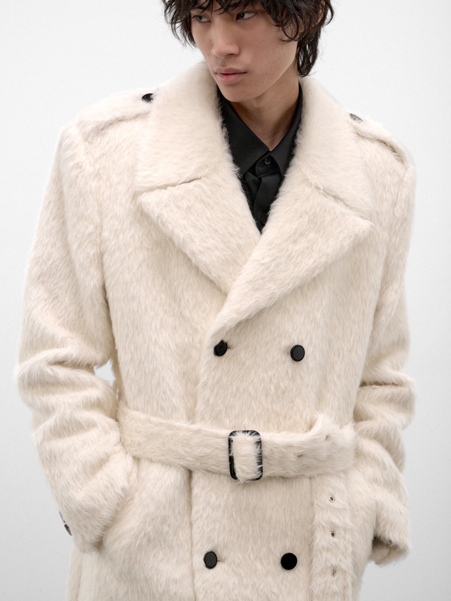 White Mohair Double-Breasted Overcoat (CO09-WHITE-MOHAIR)