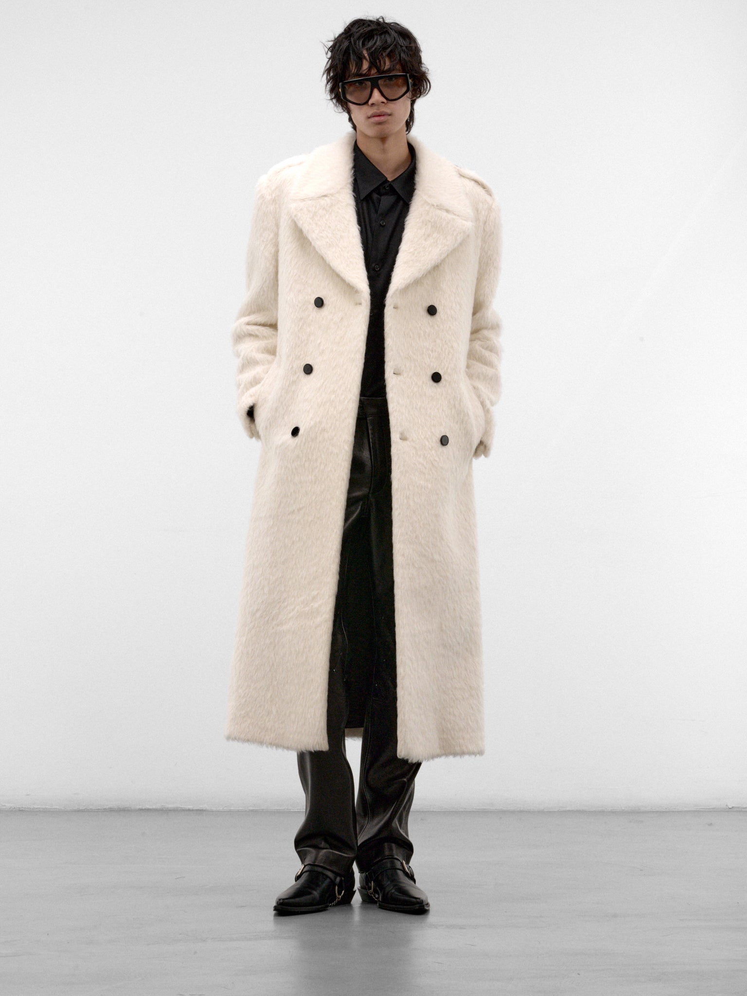 White Mohair Double-Breasted Overcoat (CO09-WHITE-MOHAIR)