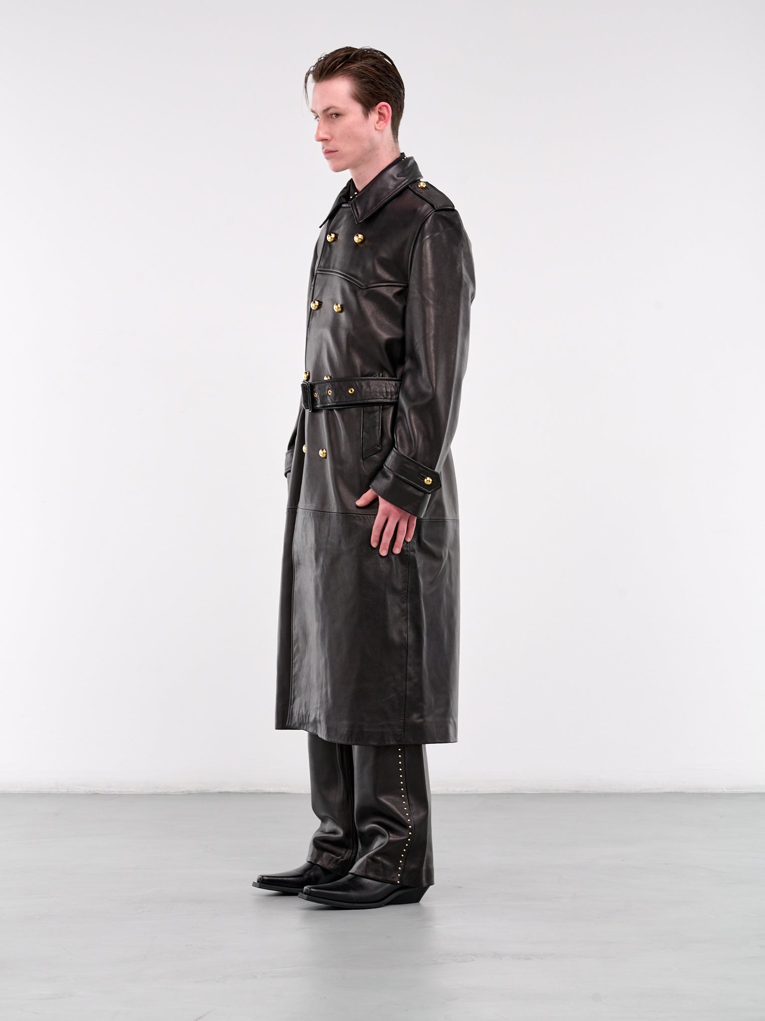 Western leather trench coat discount
