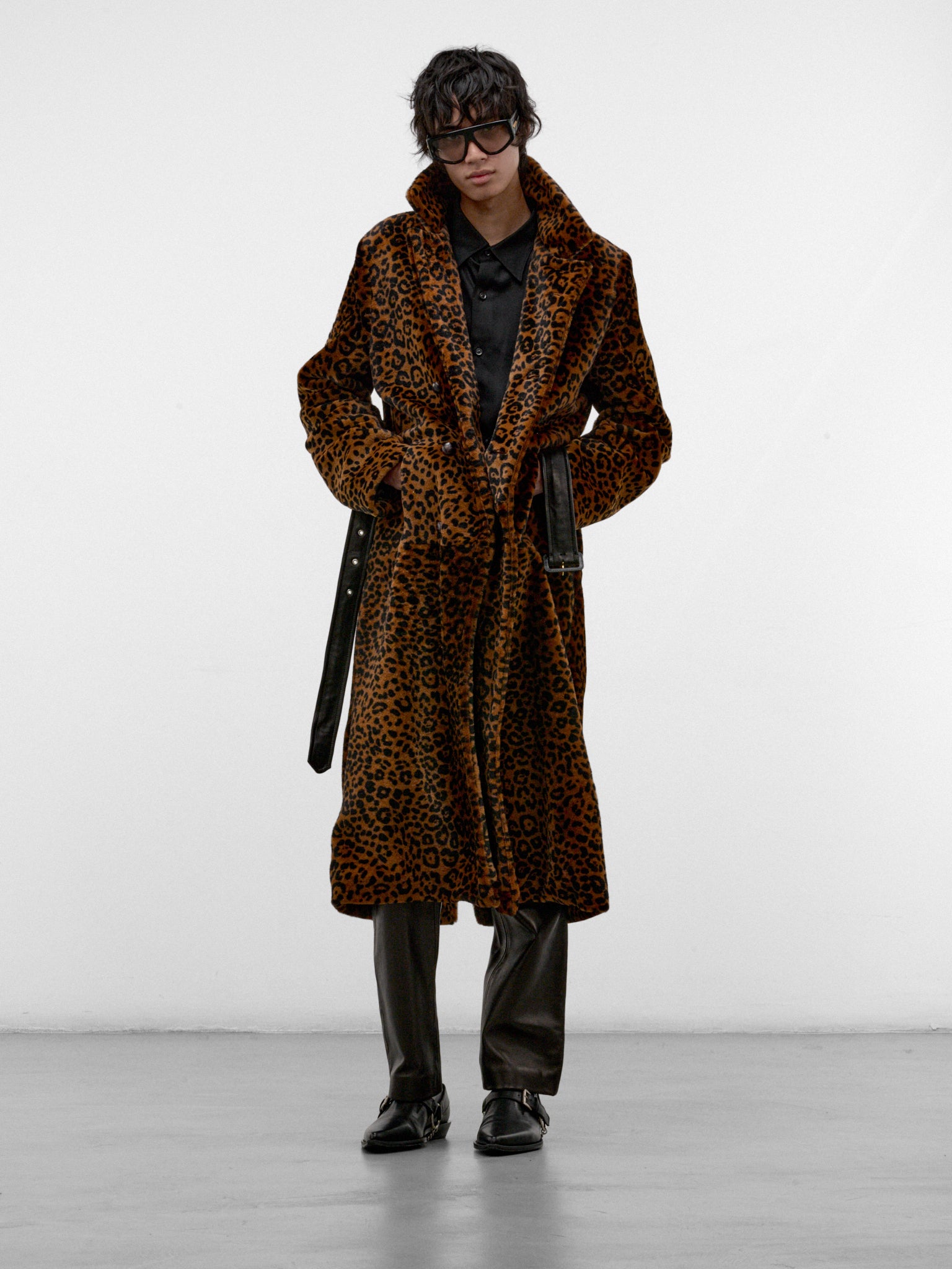 Cheetah Shearling Belted Coat (CO40L-CHEETAH)