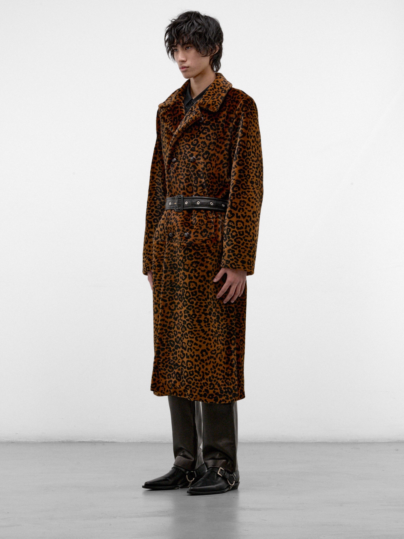 Cheetah Shearling Belted Coat (CO40L-CHEETAH)
