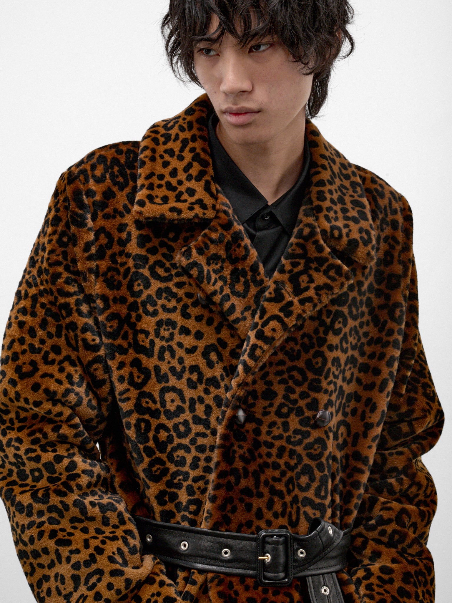 Cheetah Shearling Belted Coat (CO40L-CHEETAH)