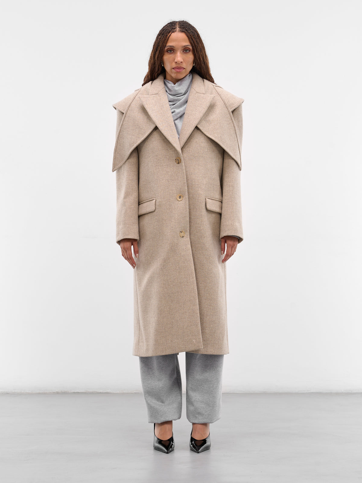 Beige Hooded Peak Lapel Coat (COAT-05-BEIGE)