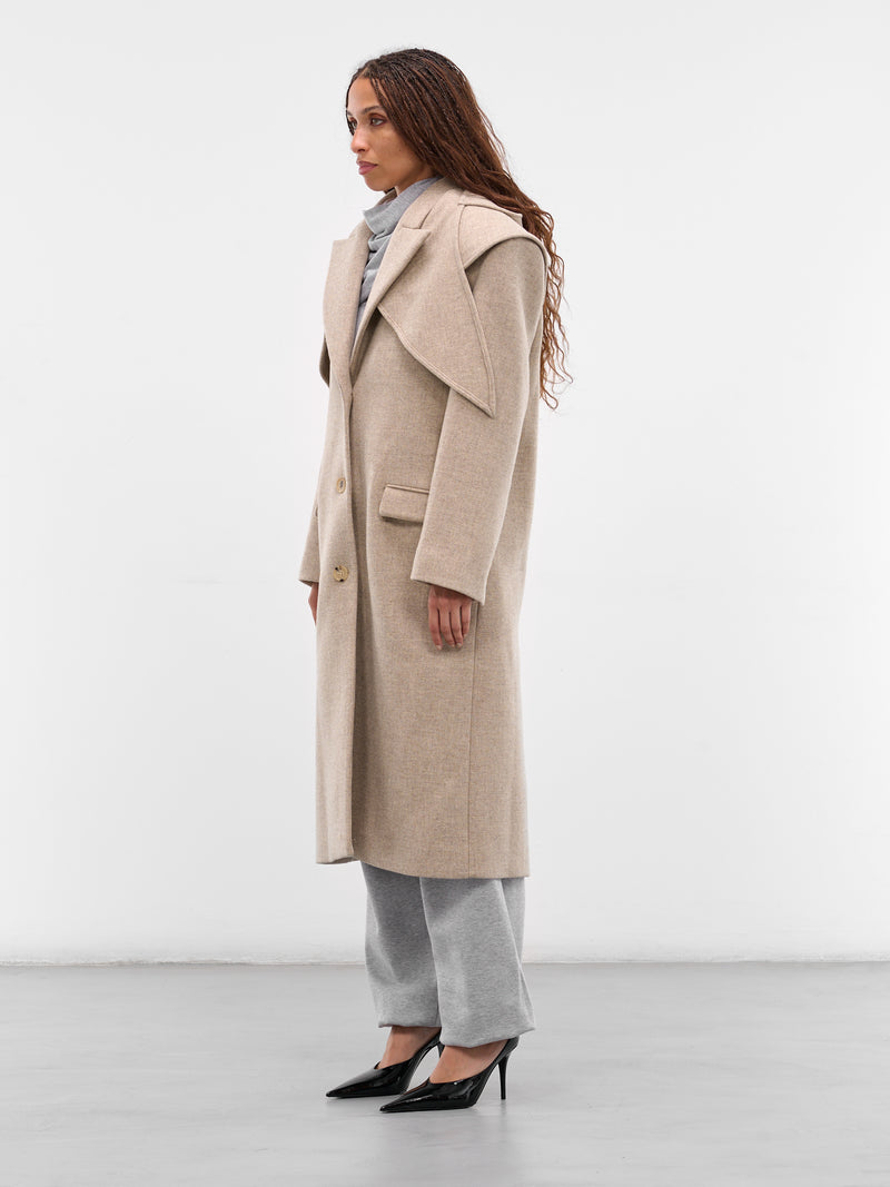 Beige Hooded Peak Lapel Coat (COAT-05-BEIGE)