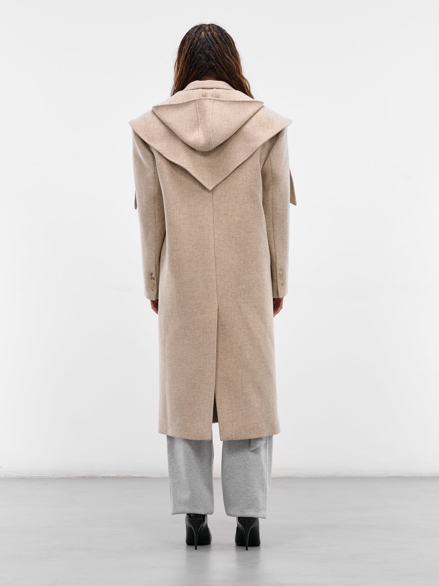 Beige Hooded Peak Lapel Coat (COAT-05-BEIGE)