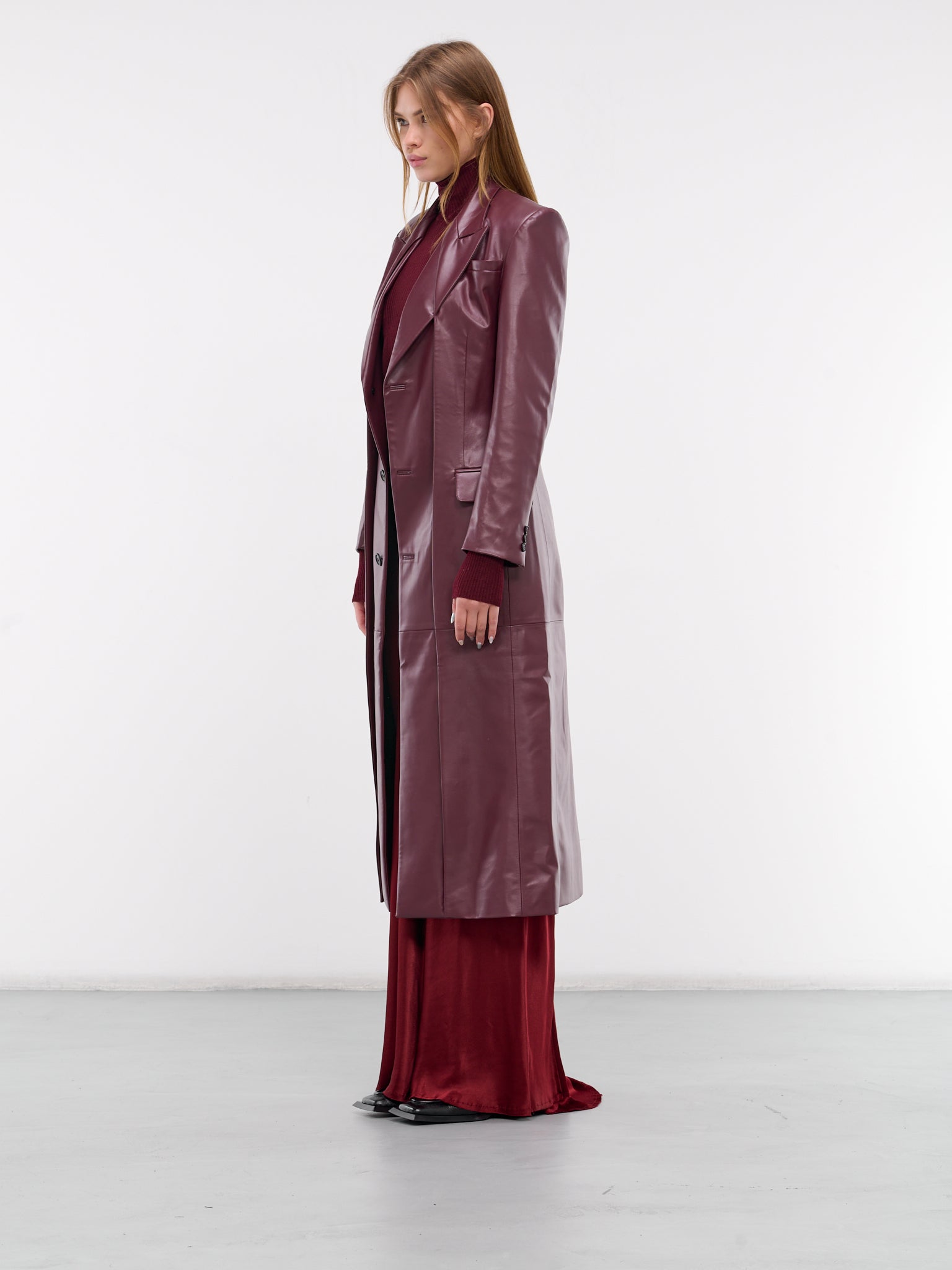 Vegan Leather Coat COAT5BURG VL BURGUNDY