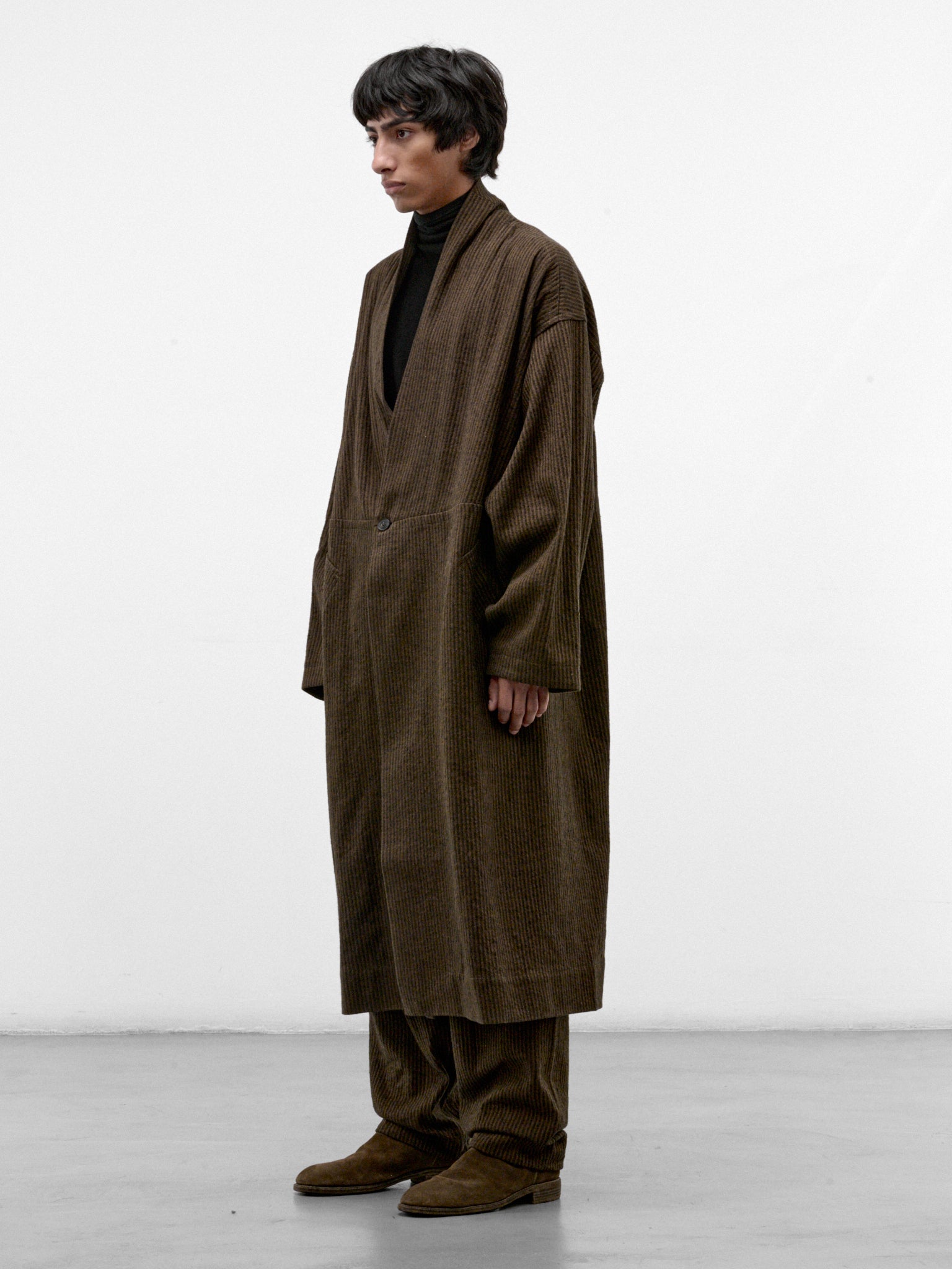 Khaki Striped Hemp-Cotton Coat (COAT#35-KHAKI-STRIPED)