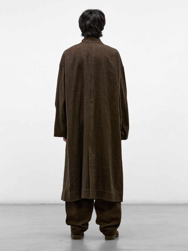 Khaki Striped Hemp-Cotton Coat (COAT#35-KHAKI-STRIPED)