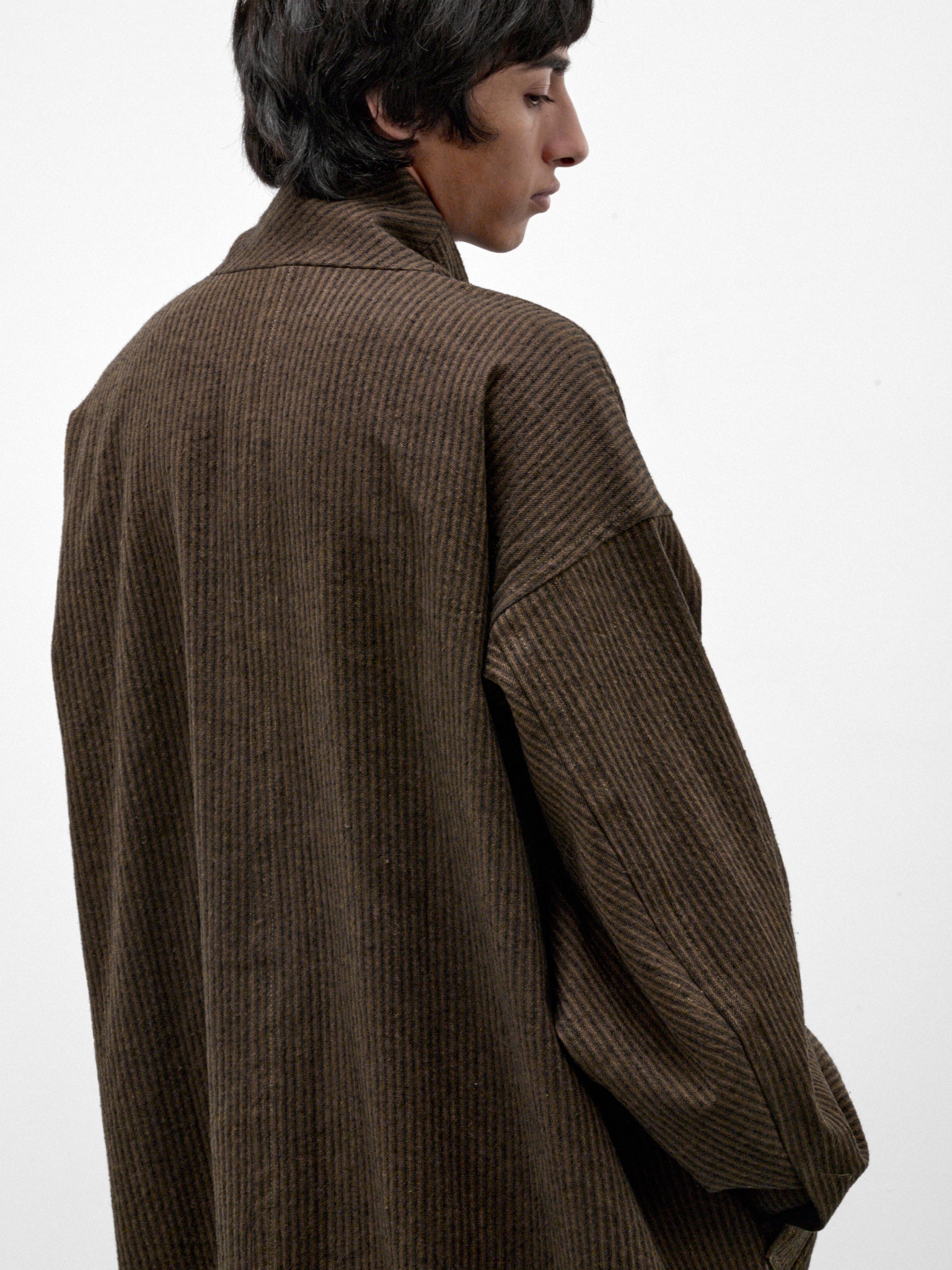 Khaki Striped Hemp-Cotton Coat (COAT#35-KHAKI-STRIPED)
