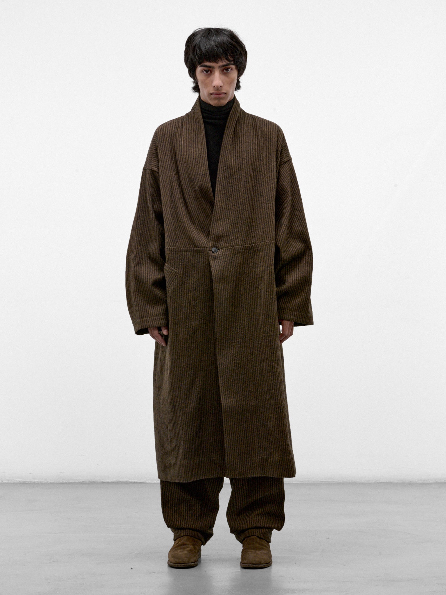 Khaki Striped Hemp-Cotton Coat (COAT#35-KHAKI-STRIPED)