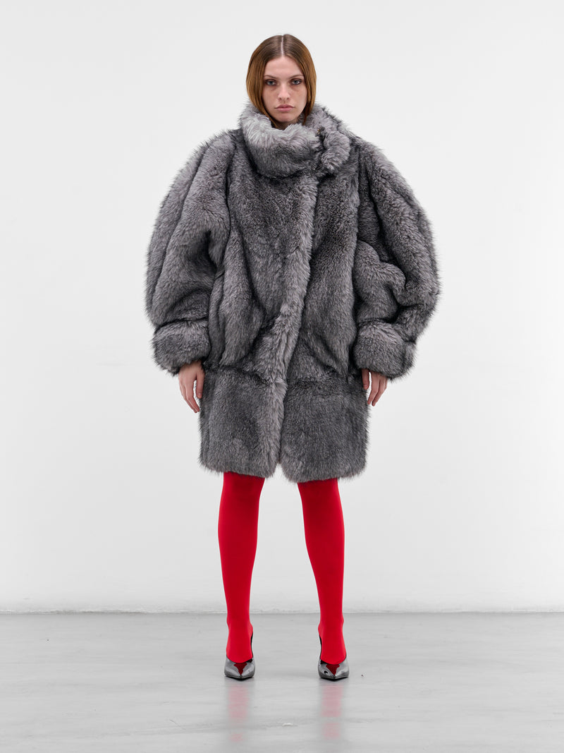 Gray Oversized Vegan Fur Coat (COM1MA0199775-GREY)