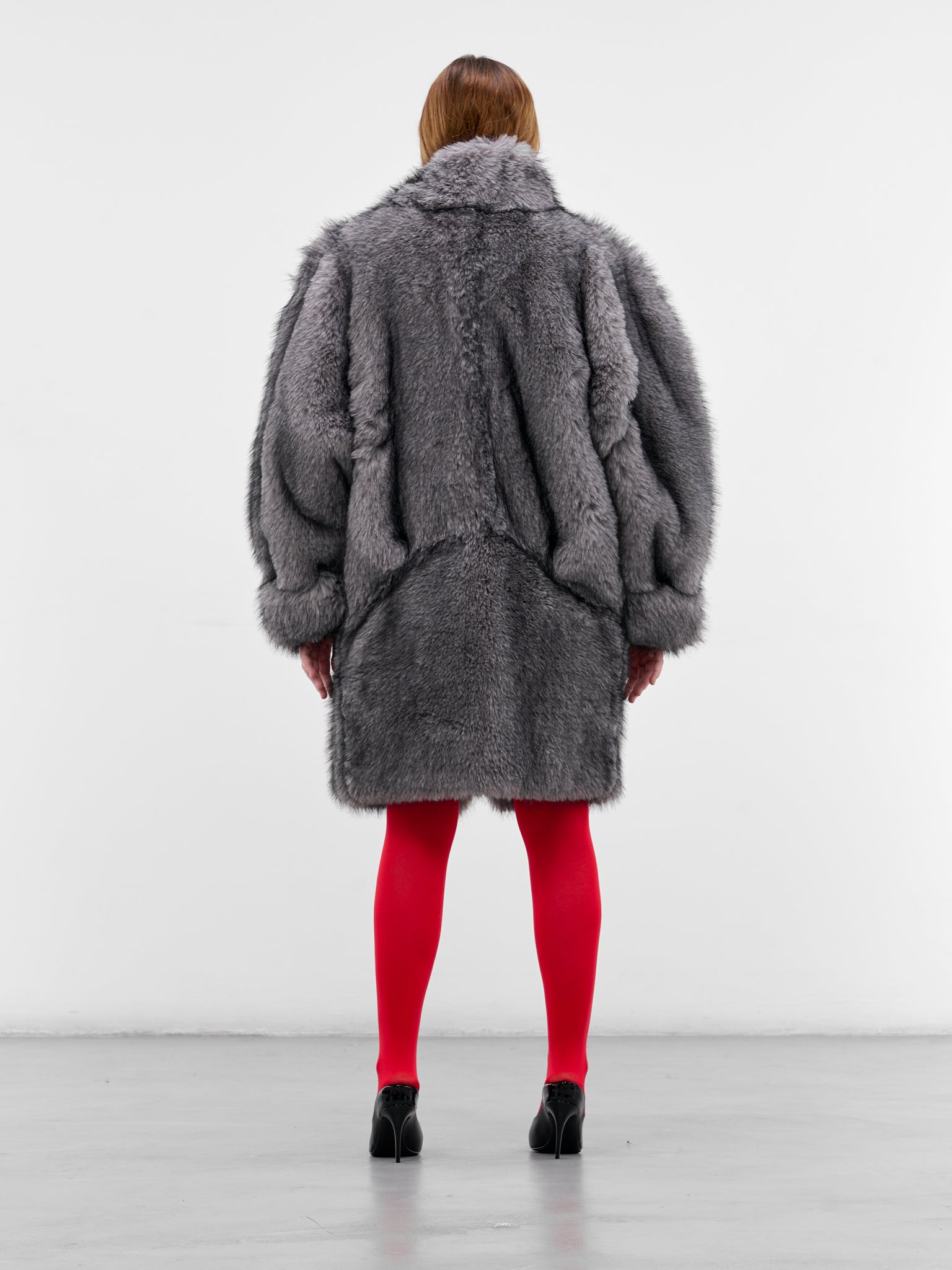 Gray Oversized Vegan Fur Coat (COM1MA0199775-GREY)