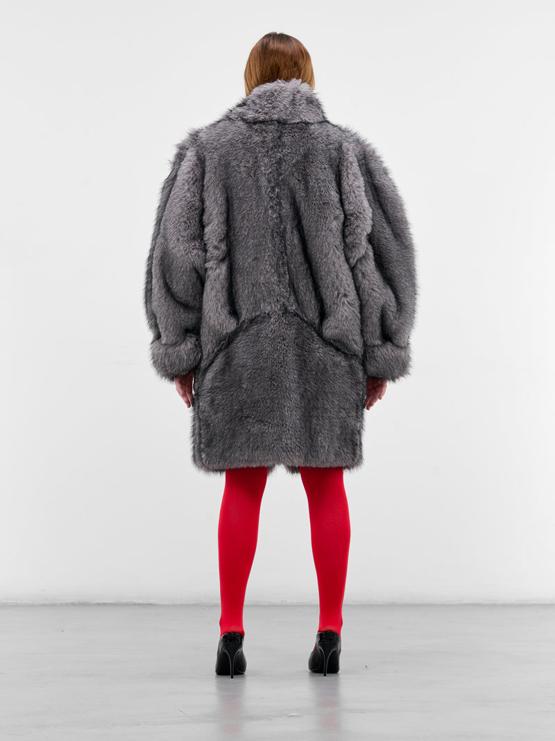 Gray Oversized Vegan Fur Coat (COM1MA0199775-GREY)
