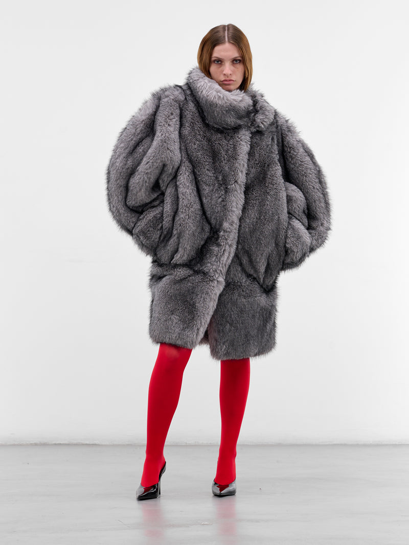 Gray Oversized Vegan Fur Coat (COM1MA0199775-GREY)