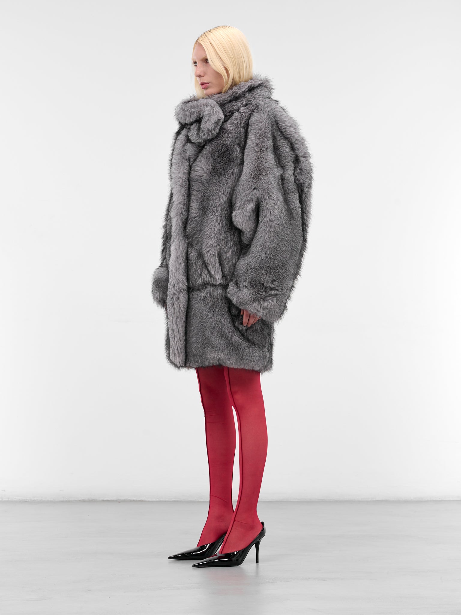Gray Oversized Vegan Fur Coat (COM1MA0199775-GREY)