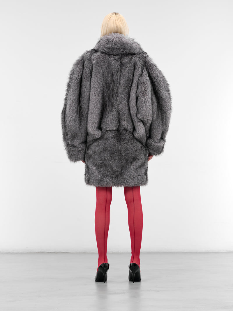 Gray Oversized Vegan Fur Coat (COM1MA0199775-GREY)