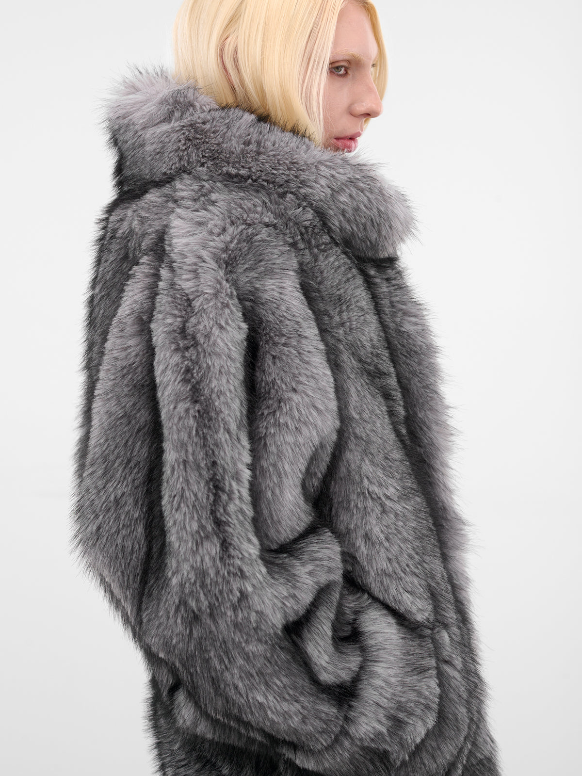 Gray Oversized Vegan Fur Coat (COM1MA0199775-GREY)