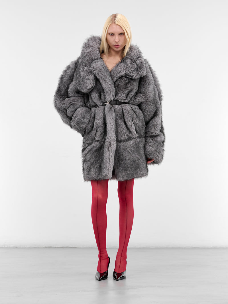 Gray Oversized Vegan Fur Coat (COM1MA0199775-GREY)