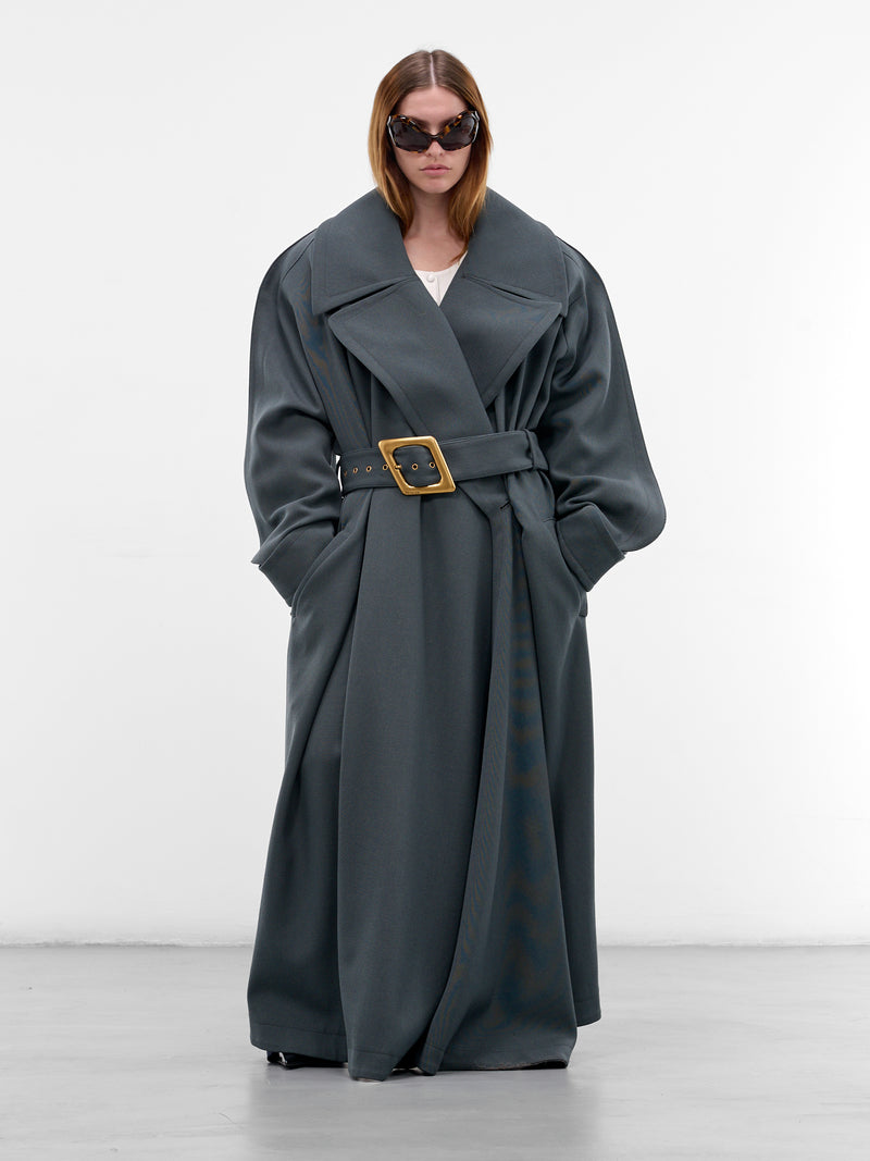 Gray Oversized Asymmetric Wrap Trench (COM1MA0200199-SLATE-GREY)