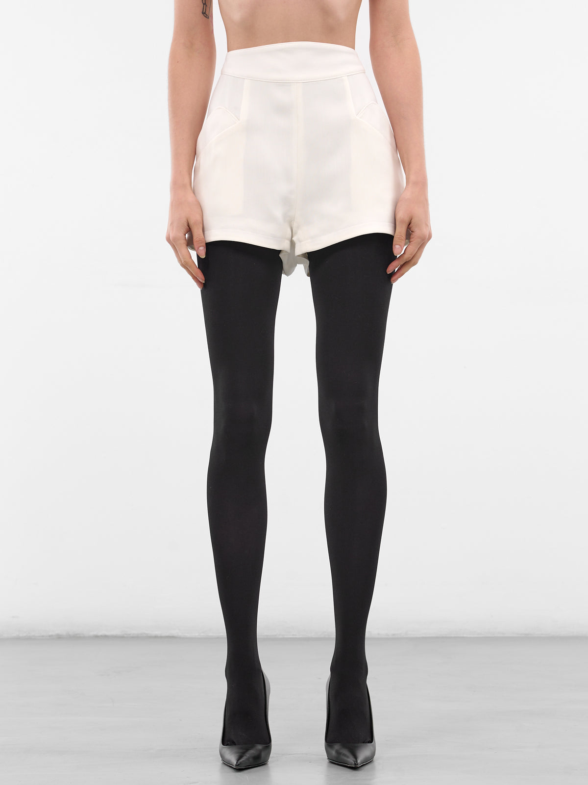 White Re/edit Wool Mini Shorts (COM1PA0527196-SNOW)