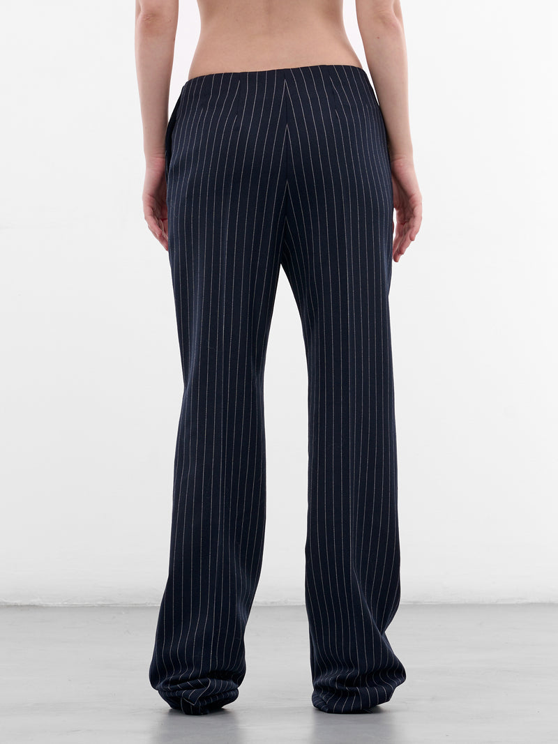 Navy Pinstripe Wool Tailored Trousers (COM1PA05251001-NAVY-WHITE)