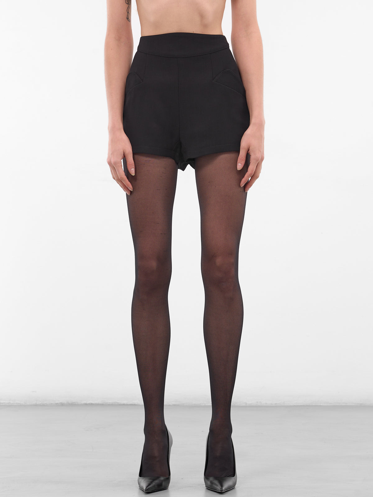 Black Re/edit Wool Mini Shorts (COM1PA0527196-BLACK)