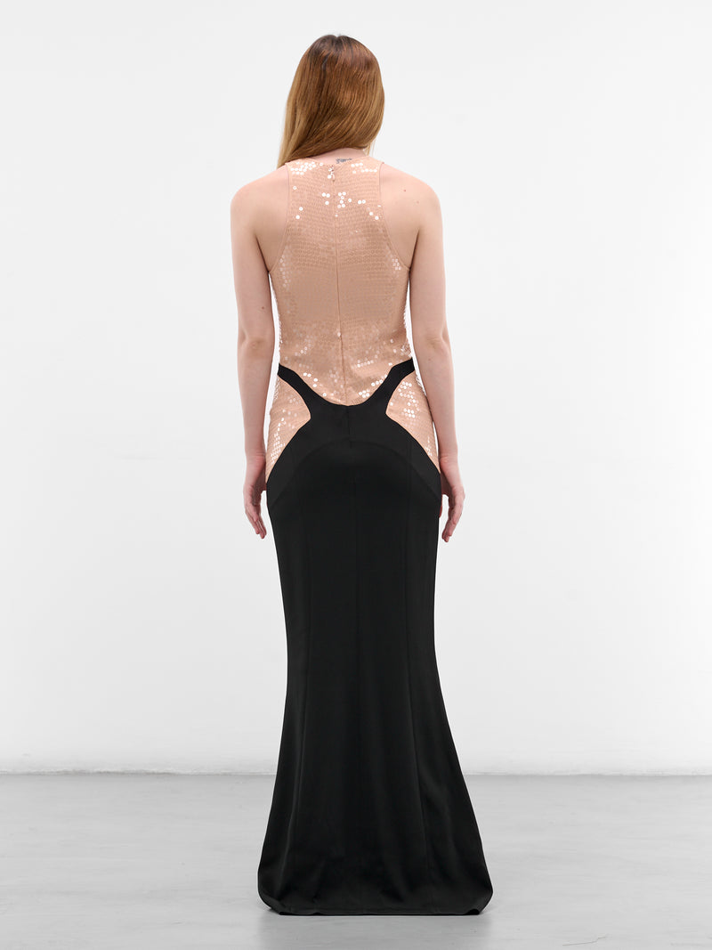 Sequin Trompe L'oeil Skirt Gown (COM1RO17933002-BEIGE-BLACK)