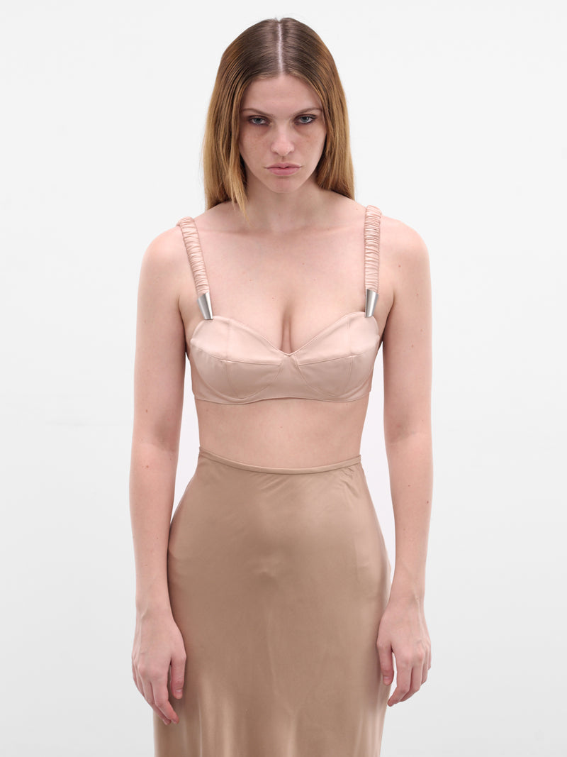 Nude Silk Satin Cuir Bra (COM1TO0836351-PALE-NUDE)