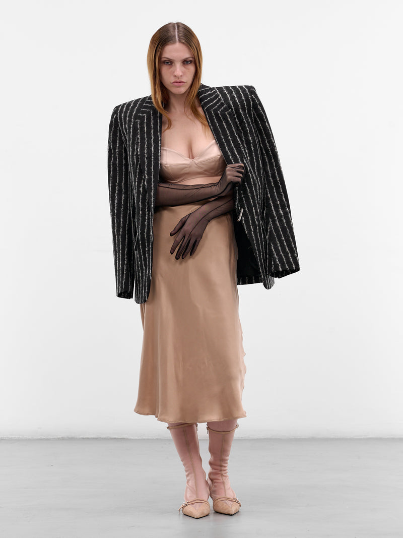 Black Tailored Pinstripe Blazer (25F1VE0472198-BLACK)