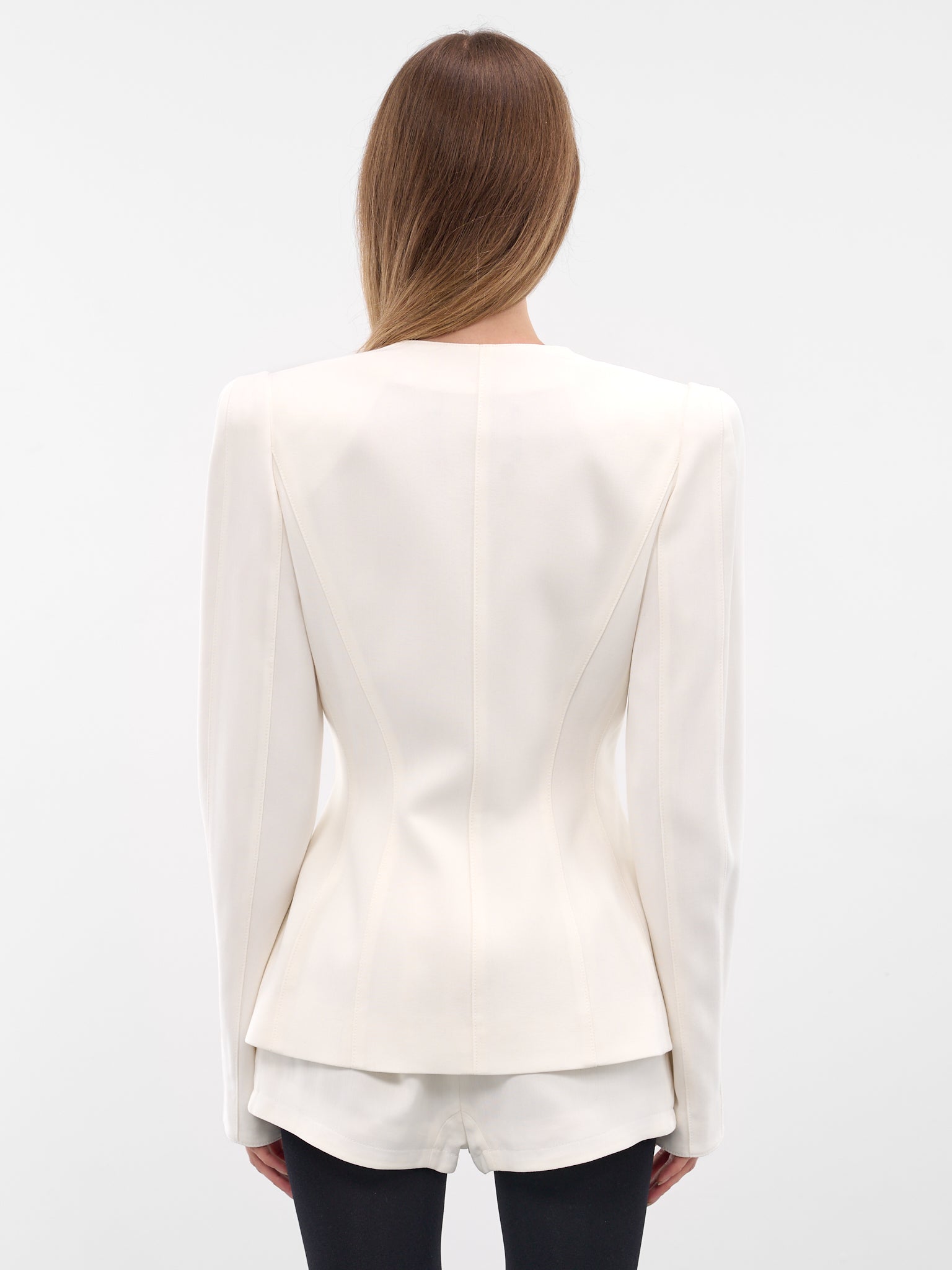 White Re/edit Wool Lapelless Blazer (COM1VE0475196-SNOW)
