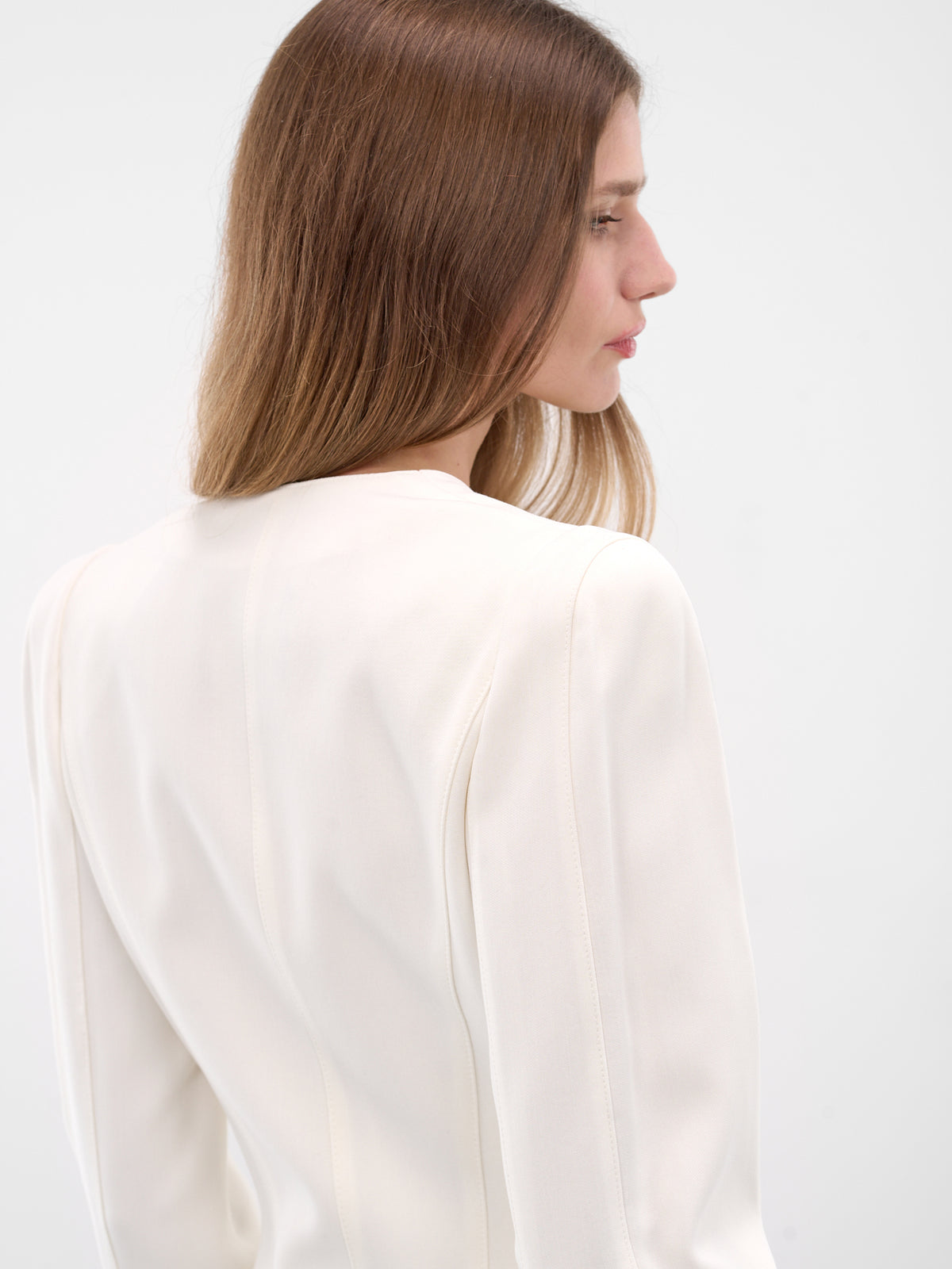 White Re/edit Wool Lapelless Blazer (COM1VE0475196-SNOW)